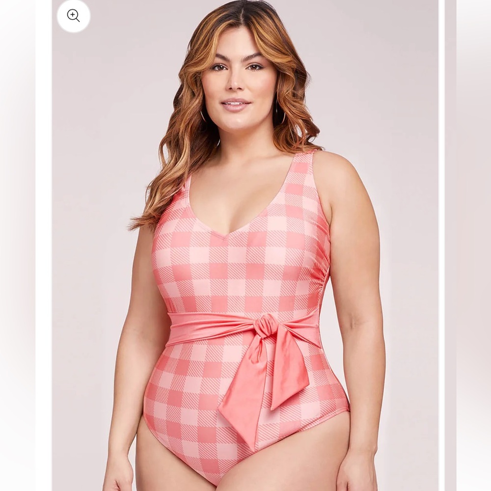 NWT LYSA Pink Gingham Checkered One-Piece Swimsuit